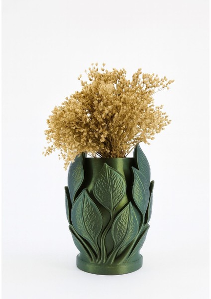 Yeşil Yaprak Desenli Dekoratif Vazo Salon Dekoru Botanik Desenli Vazo fırsatları