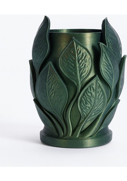 Yeşil Yaprak Desenli Dekoratif Vazo Salon Dekoru Botanik Desenli Vazo indirimleri