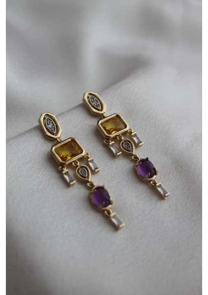 Vıp Çelik Renkli Zirkon Taşlı Fokus Küpe modelleri