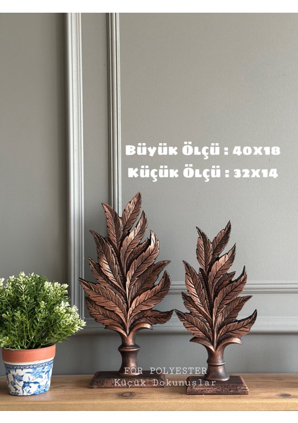 Bakır Dekoratif,masa Üstü Şık 2’li Yaprak Takım Biblo/ Ev / Ofis Dekor/raf / Kitaplık Dekorasyon fırsatları