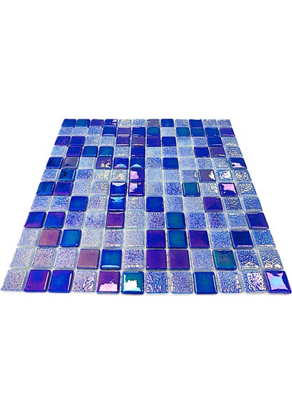 Havuz, Banyo, Sauna, Spa, Iç , Dış, Zemin, Duvar, Kaplama ve Dekorasyon Uygulamalarında Tüm Yüzeyler Için, 25X25MM. Lüster Blue, 31.5X31.5CM. Fileli Cam Mozaik. ( 10FILEKARO=1 M2 ) fiyatları