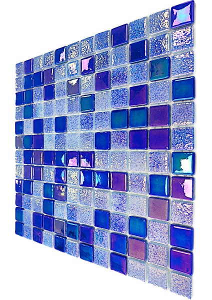 Havuz, Banyo, Sauna, Spa, Iç , Dış, Zemin, Duvar, Kaplama ve Dekorasyon Uygulamalarında Tüm Yüzeyler Için, 25X25MM. Lüster Blue, 31.5X31.5CM. Fileli Cam Mozaik. ( 10FILEKARO=1 M2 ) fırsatları