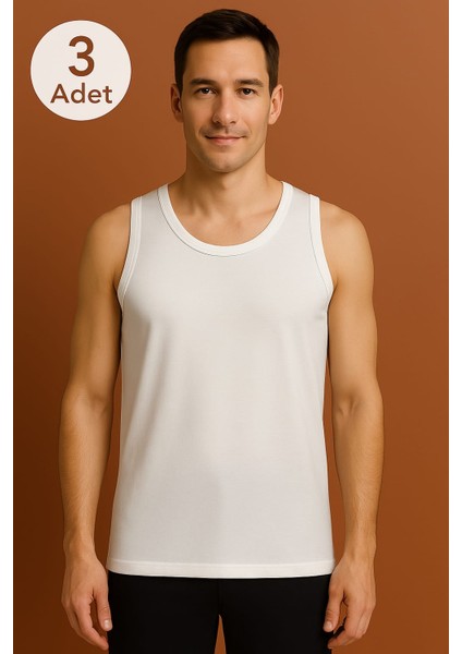 Beyaz Askılı Erkek Atlet Premium 3 Adet %100 Pamuk