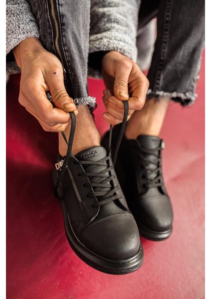 Yüksek Taban Günlük Ayakkabı 555 Siyah (Siyah Taban)