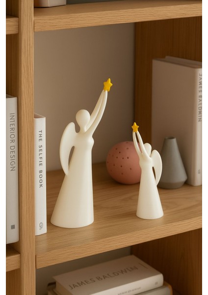 Yıldız Tutan Melek 2li Dekoratif Biblo Minimal Dekor Obje Melek Figürü fiyatları