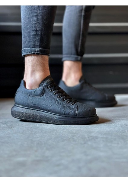 Yüksek Taban Günlük Ayakkabı 044 Siyah Siyah Taban (Desenli) fiyatları
