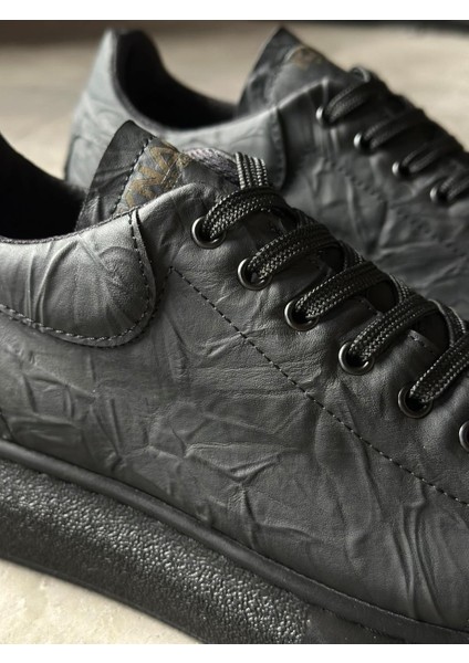 Yüksek Taban Günlük Ayakkabı 044 Siyah Siyah Taban (Desenli) modelleri