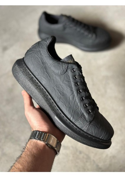 Yüksek Taban Günlük Ayakkabı 044 Siyah Siyah Taban (Desenli) fırsatları