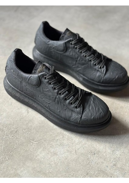 Yüksek Taban Günlük Ayakkabı 044 Siyah Siyah Taban (Desenli) indirimleri