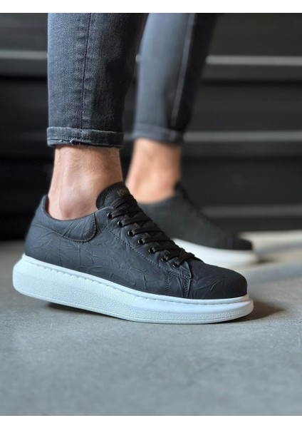 Yüksek Taban Günlük Ayakkabı 044 Siyah Beyaz Taban (Desenli) fiyatları