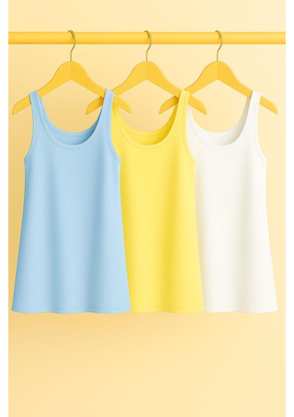 3 Adet A Kesim Büyük Beden Pamuklu Kalın Askılı Atlet Tişört