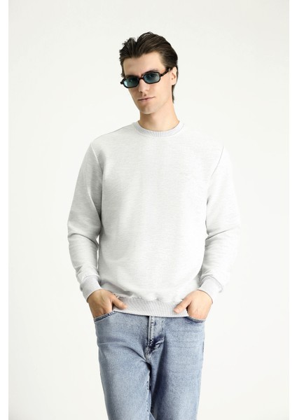 Bisiklet Yaka Regular Fit Nakışlı Pamuklu Sweatshirt