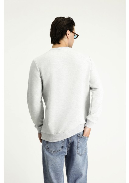 Bisiklet Yaka Regular Fit Nakışlı Pamuklu Sweatshirt fırsatları