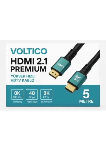 HDMI 2.1 Premium Kablo 5 Metre – 8k Ultra Hd, 48GBPS, Hdr Desteği fiyatları