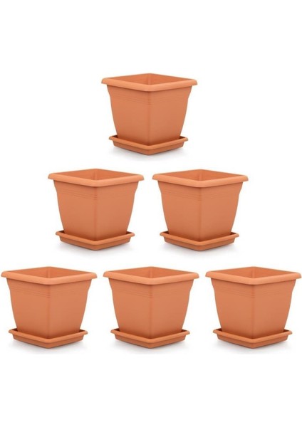 SO-VK03 Villa Kare Tabaklı Saksı Takımı 17 Lt Kiremit 6 Adet