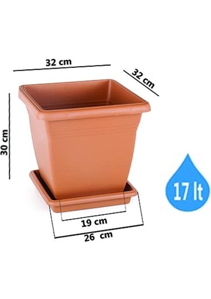 SO-VK03 Villa Kare Tabaklı Saksı Takımı 17 Lt Kiremit 6 Adet fiyatları
