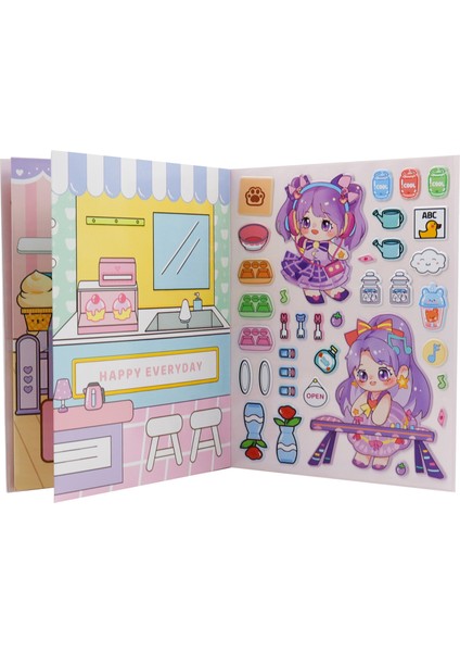 8 Sayfa Kabartmalı Sticker Defter – Sevimli Karakter Temalı Kendin Yap Etiket Kitabı 1 Adet