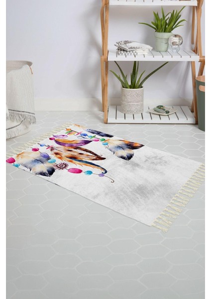 Banyo Halısı Dijital Baskılı Banyo Paspası 50X80 Polyester Kaymaz Tabanlı Duş Paspası Feathers