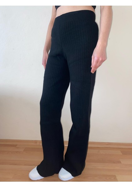 Beli Lastikli Fitilli Triko Kadın Pantolon