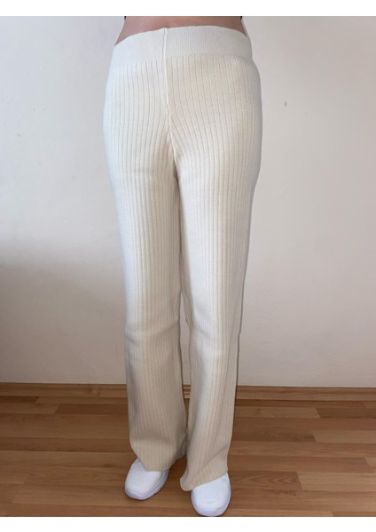 Beli Lastikli Fitilli Triko Kadın Pantolon