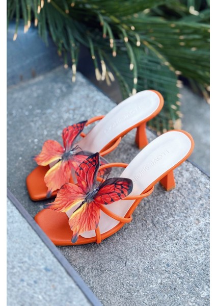 Haxsed Topuklu Kadın Terlik Mat Turuncu fiyatları