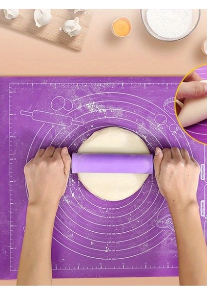 Silikon Hamur Açma ve Yoğurma Matı 40X50 cm – Kaymaz, Yapışmaz, Kolay Temizlenir