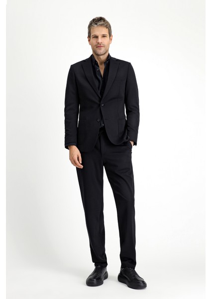 Regular Fit Klasik Likralı Örme Ceket