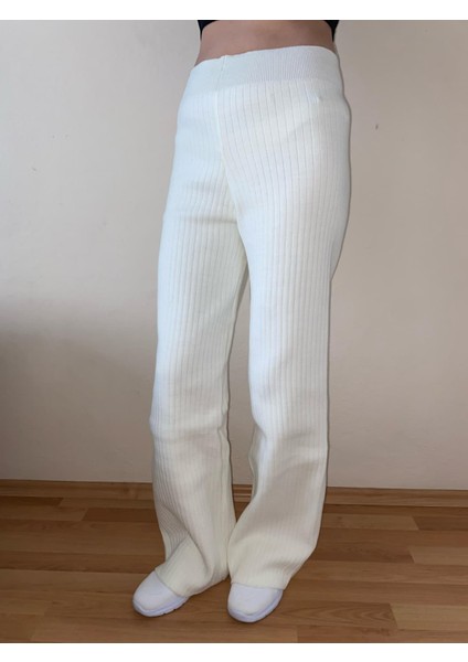 Beli Lastikli Fitilli Triko Kadın Pantolon