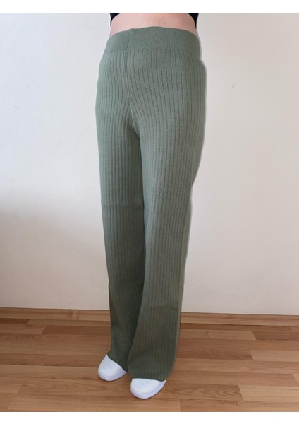 Beli Lastikli Fitilli Triko Kadın Pantolon