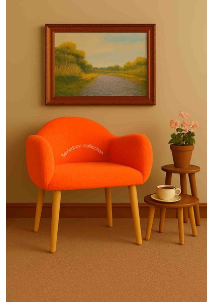 Makyaj Masası Pufu, Peluş Kumaş,dekoratif Puf , Sırtlı Puf, Mini Koltuk, Berjer