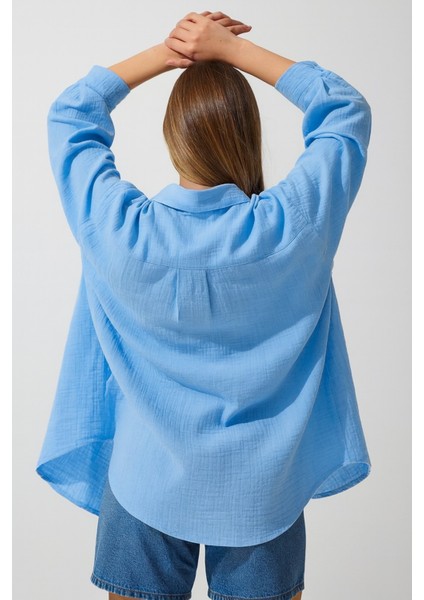 Oversize Cepli Müslin Kadın Gömlek fiyatları