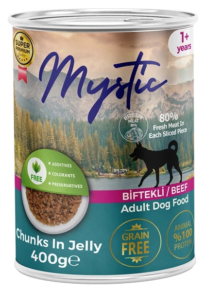 Biftekli Tahılsız Yetişkin Köpek Konservesi 400 gr x 12 Adet