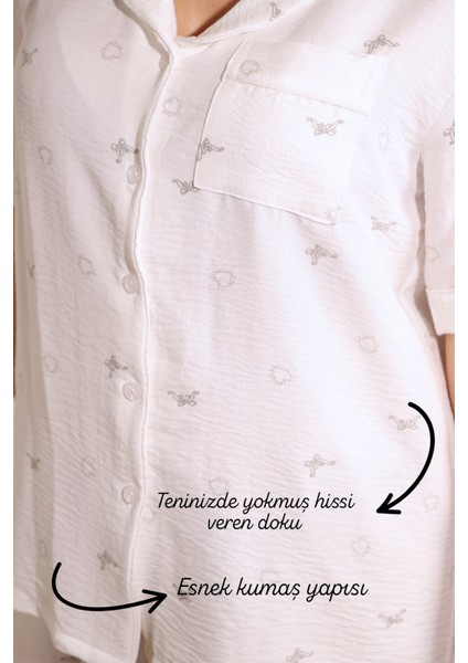 Kadın Kısa Kollu Aerobin Pijama Takımı – Hamile & Lohusa, Beyaz & Ekru fırsatları