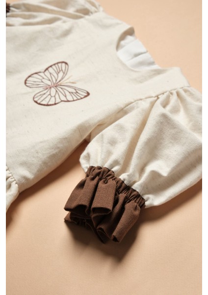 Kelebek Nakışlı Retro Kız Çocuk Elbise modelleri