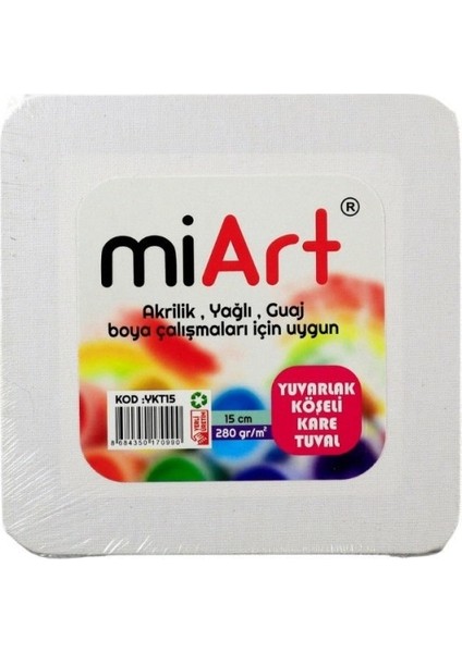 Tuval Yuvarlak Köşeli Kare 15 cm