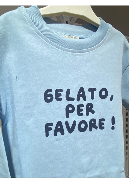 Baskılı Uzun Kollu Tişört – Mavi modelleri