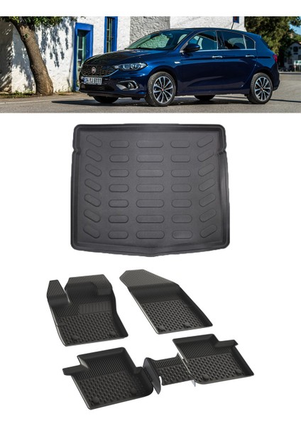 Egea Hb 2015 ve Sonrası 4.5d Paspas ve Rizline 3D Bagaj Havuz Set
