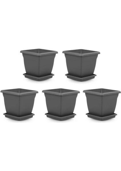 SO-VK04 Villa Kare Tabaklı Saksı Takımı 32 Lt Antrasit 5 Adet