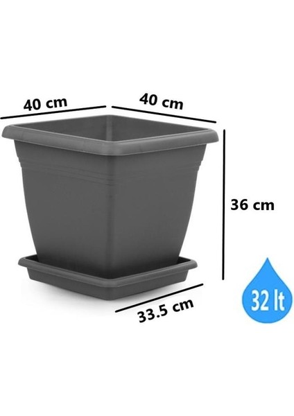 SO-VK04 Villa Kare Tabaklı Saksı Takımı 32 Lt Antrasit 5 Adet fiyatları