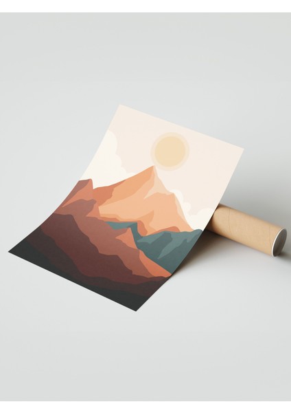 Çerçevesiz Poster, Gün Batımı Dağ Manzarası, Yatak Odası Dekoru Poster No: 107954 modelleri