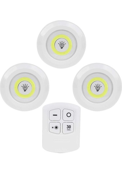 Uzaktan Kumandalı Yapışkanlı Kablosuz Pilli 3'lü Spot Lamba Beyaz Işıklı Mutfak Dolap Altı Işığı modelleri