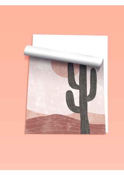 Çerçevesiz Poster, Minimal Kaktüs Çöl Illüstrasyonu, Ofis Dekoru Poster No: 107957 fiyatları
