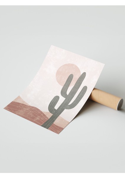 Çerçevesiz Poster, Minimal Kaktüs Çöl Illüstrasyonu, Ofis Dekoru Poster No: 107957 modelleri