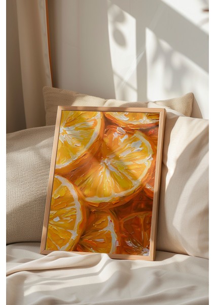 Ahşap Çerçeveli Tablo, Portakal Detaylı Canlı Çizim, Mutfak Dekoru Poster No: 107993 indirimleri