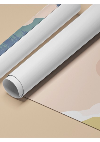 Çerçevesiz Poster, Turuncu Dağ Manzarası Minimal Çizim, Yatak Odası Dekoru Poster No: 107955 fırsatları