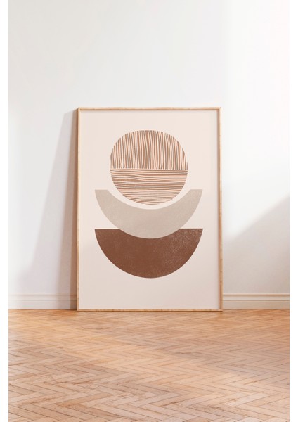 Ahşap Çerçeveli Tablo, Bej Renkli Modern Formlar Abstrakt Çizim, Salon Dekoru Poster No: 107958 modelleri