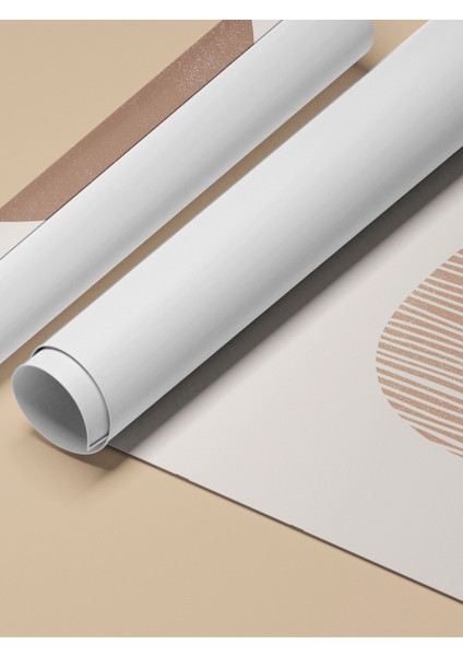 Çerçevesiz Poster, Bej Renkli Modern Formlar Abstrakt Çizim, Salon Dekoru Poster No: 107958 fırsatları