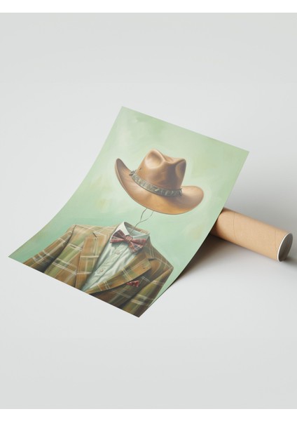 Çerçevesiz Poster, Şapkalı Kovboy Portresi, Ofis Dekoru Poster No: 108172 modelleri