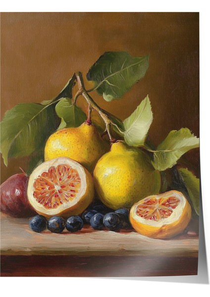 Çerçevesiz Poster, Fresh Meyve Detaylı Realistik Çizim, Mutfak Dekoru Poster No: 108587