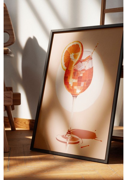 Siyah Çerçeveli Tablo, Limonata Bardağı Yaz Çizimi, Mutfak Dekoru Poster No: 109430 fırsatları